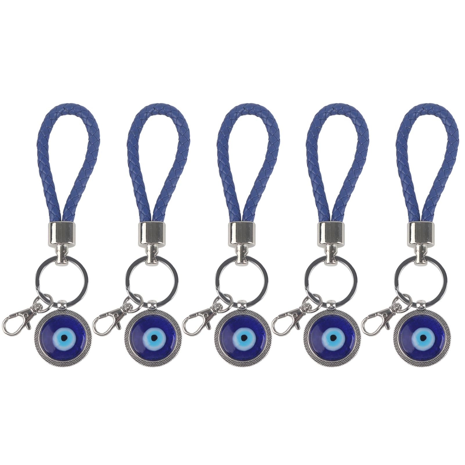 Garosa Turkish Evil Eye Keychain Pendant, Lucky Eye Keyring for Jewelry Craft, 5 Pieces