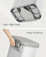 SONGMICS 50 L Kitchen Bin Metal Pedal Bin with Lid White Dove Grey LTB530W03 view 5