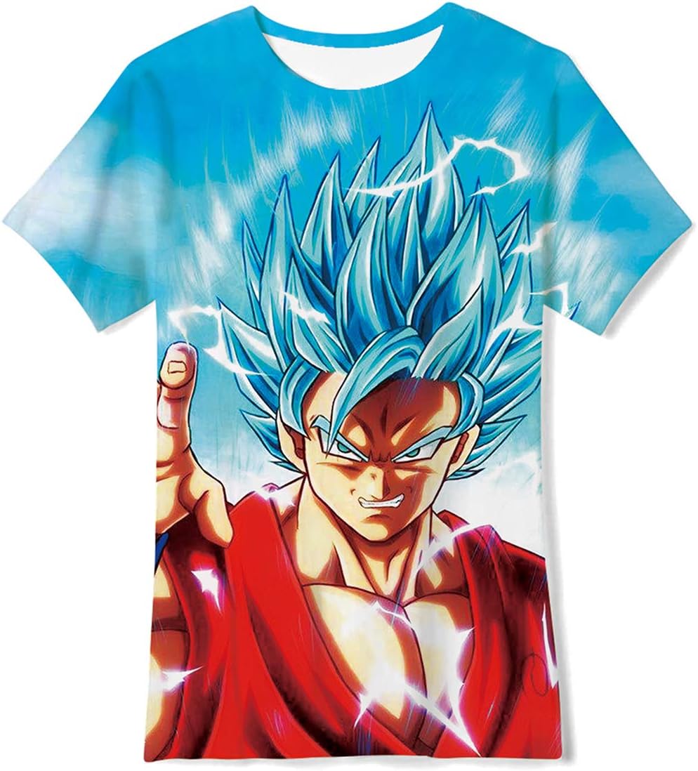Boys' Girls Dragon Ball z Shirt Cool Goku Graphic Short Sleeve T-Shirts 3D DBZ Anime Print Tee Tops 6-16 Years