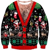 uideazone Mens Ugly Christmas Sweatshirts Funny 3D Graphic Pullover Shirts | Funny Festive Allover Print, Soft Breathable Cozy Fabric, Matching Couple Sweaters for Ugly Christmas Sweater Day Parties