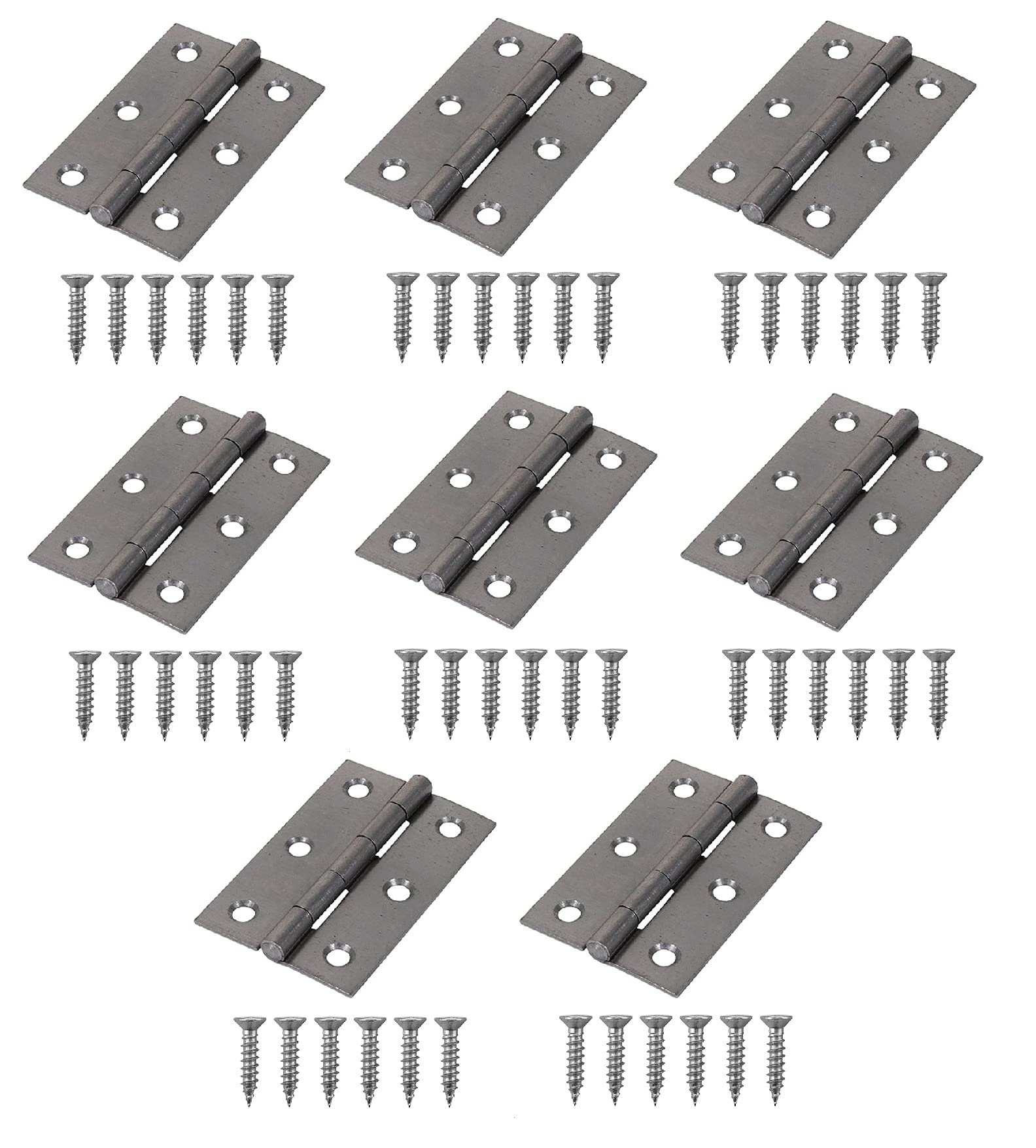 TERF® Steel Butt Hinges 65mm Door Butt Hinges Folding 65mm [2.5 inch] Self Colour for Home Furniture Bathroom Cabinet Window Internal Doors Including Fixing Screw - Pack of 8