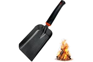 SoloWilder 12.6" Ash Shovel for Fire Pit & Fireplace - Manganese Steel Gardening Tool - Black