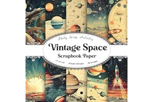 Vintage Space Scrapbook Paper: Retro Outer Space Scrapbooking Paper, Double Sided Craft Wrapping Paper, Decoupage, Junk Journ