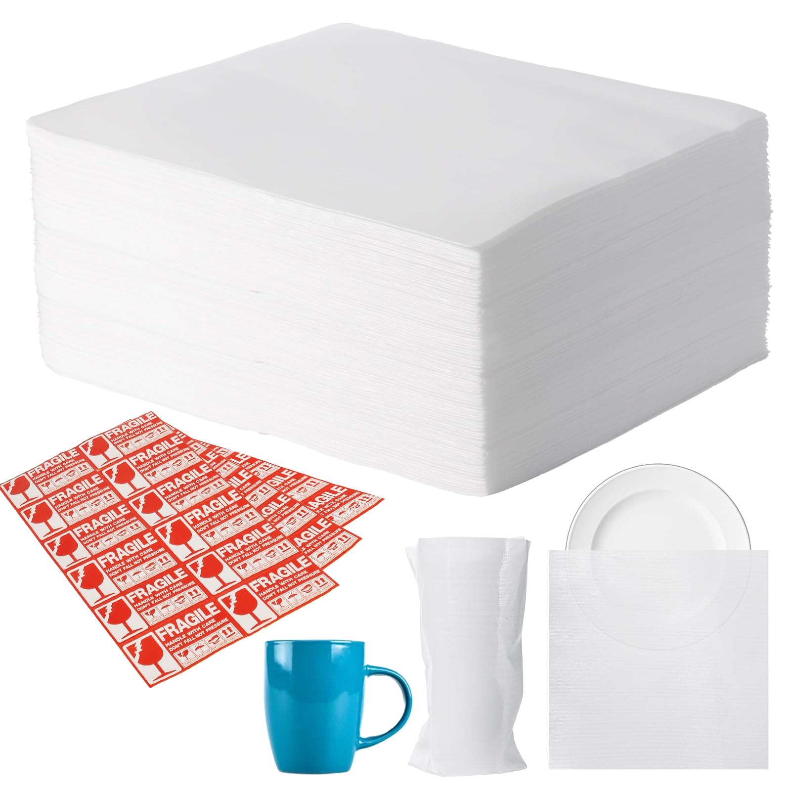 Photo 1 of 100 pcs Moving supplies, 60 Cushioning Foam Pouches 15x15", with 40 Fragile Stickers, Moving Packing Supplies for Protect Dishes Cup Glasses Packaging,Storage