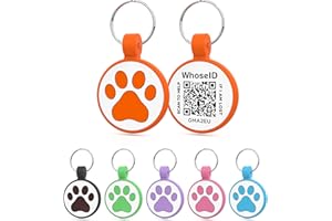WhoseID QR Code Cat Tag, Modifiable Pet Online Profile Display Page, Multiple Emergency Contact, Silicone Cat Tag, No Jinging, Collar Accessories, Personalized Cat Tag (Small Breeds - 1", Orange)