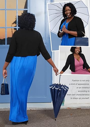 AusLook Plus Size Bolero Shrugs for Summer Dresses 3/4 Sleeve