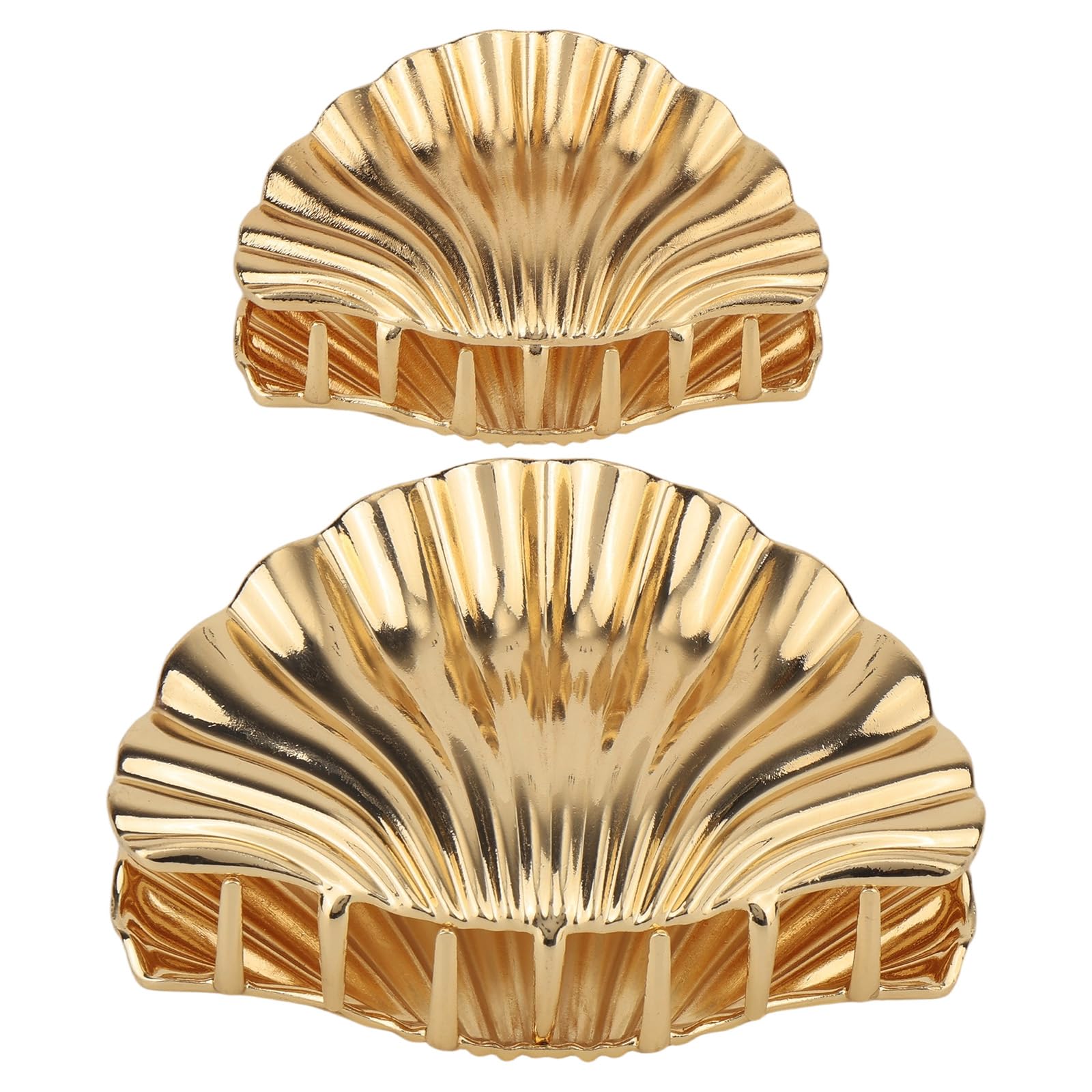 Photo 1 of 2pcs Seashell Hair Clip, Fashionable Metal Hairpin Shell Hair Claw Barrette Mermaid Accessories for Women Hair Types (Gold)