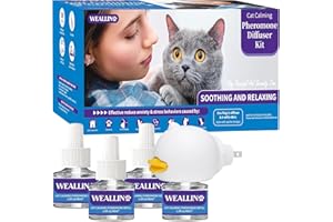 Cat Calming Diffuser Kit – 5-in-1 Comfort Diffuser Set with 1 Plug-in Diffuser & 4×48ml Refills, Creates a Supportive and Rel