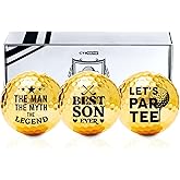 CybGene Son Gifts Golf Balls Set, Golden Unique Colored Golf Balls Set, 3 Multi-Layer Balls, Cool Accessories for Golfers