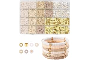 EMUFOOK 2064pcs Clay Beads for Bracelet Making Kit for Girls Adults 4 Colors Clay Beads for Jewelry Making Supplies Charm Friendship Bracelet Kit with Gold/Letter Beads Bracelet for Heishi Beads