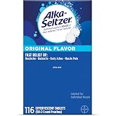 Alka-Seltzer Effervescent Tablets Original Flavor, Fast Multi-Symptom Relief from Headache and Body Ache, Dissolvable Effervescent Fizzy Tablets, Pain Relief Dispenser Pack, 116 Ct