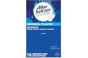 Alka-Seltzer Effervescent Tablets Original Flavor, Fast Multi-Symptom Relief from Headache and Body Ache, Dissolvable Effervescent Fizzy Tablets, Pain Relief Dispenser Pack, 116 Ct