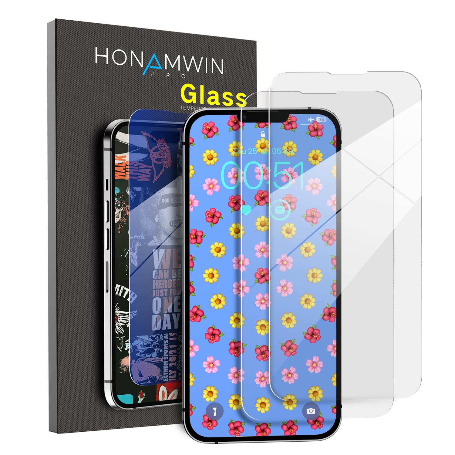 HONAMWINPRO Screen Protector Compatible with iPhone 12 Clear Glass (Transparency/Scratch Resistant/Shockproof/Anti-Fingerprint) iPhone 12 Screen Protector (2 PACK)