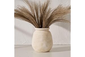 SIDUCAL Ceramic Rustic Farmhouse Vase | 7.3 Inch Pottery Decorative Flower for Home Decor | Sand Glaze Finish Boho Vase for Table, Living Room, Bathroom Decoration, Shelf Decor, Mantel, White