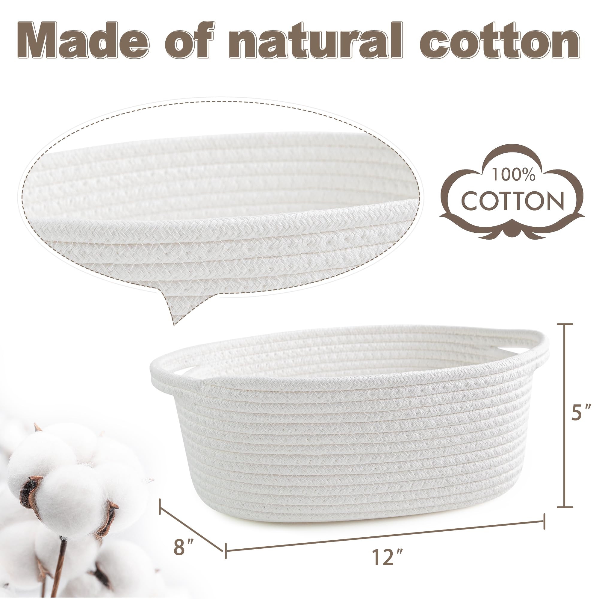 Small Woven White Gifts Basket for Storage Empty with Ribbons and Bags Durable Cute Gifts 12