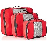 TravelWise Luggage Packing Organization Cubes 3 Pack, Red, Large (TWPC-01)