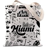 Lywjyb Birdgot Meet Me In Miami Tote Bag Miami Trip Shopping Bag Vacay Gifts Drinking Gift Beach Gifts for Sister