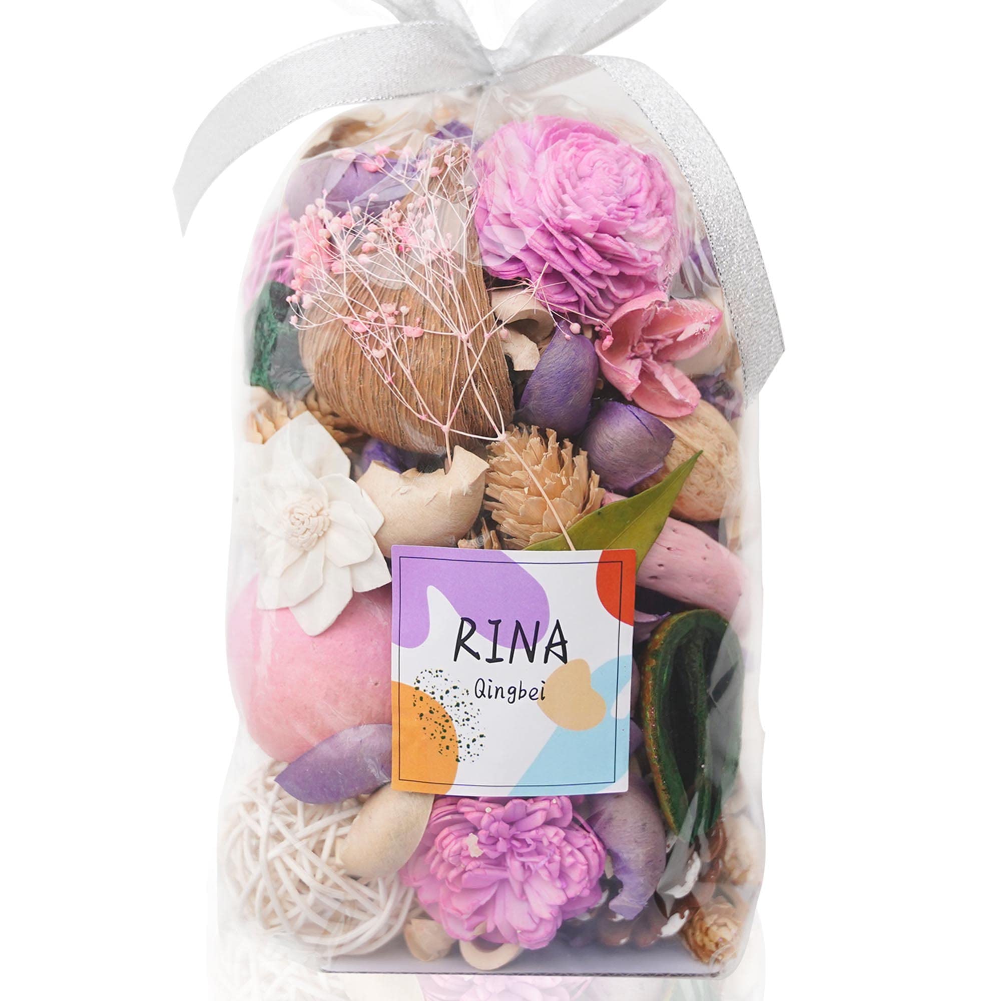 Qingbei Rina Spring Pot pourri Bags, Lavender Scented Pot pourri Bowl Filler Dried Flower,Large Decorative Vase Filler,Home Fragrance Sachets,500g(Purple)