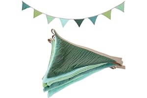 Uorbmaio Pennant Banner Bunting Flags Green, Garland Triangle Banners Olive Green Fabric for Kids Jungle Safari Summer Birthday Baby Shower Wedding Party Nursery Playroom Decor(Green)
