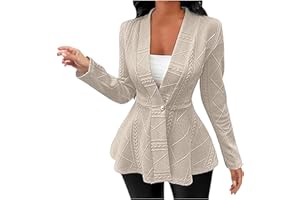 HGps8w Dressy Texture Peplum Blazers for Women One Button Long Sleeve Business Casual Work 0ffice Suit Jackets