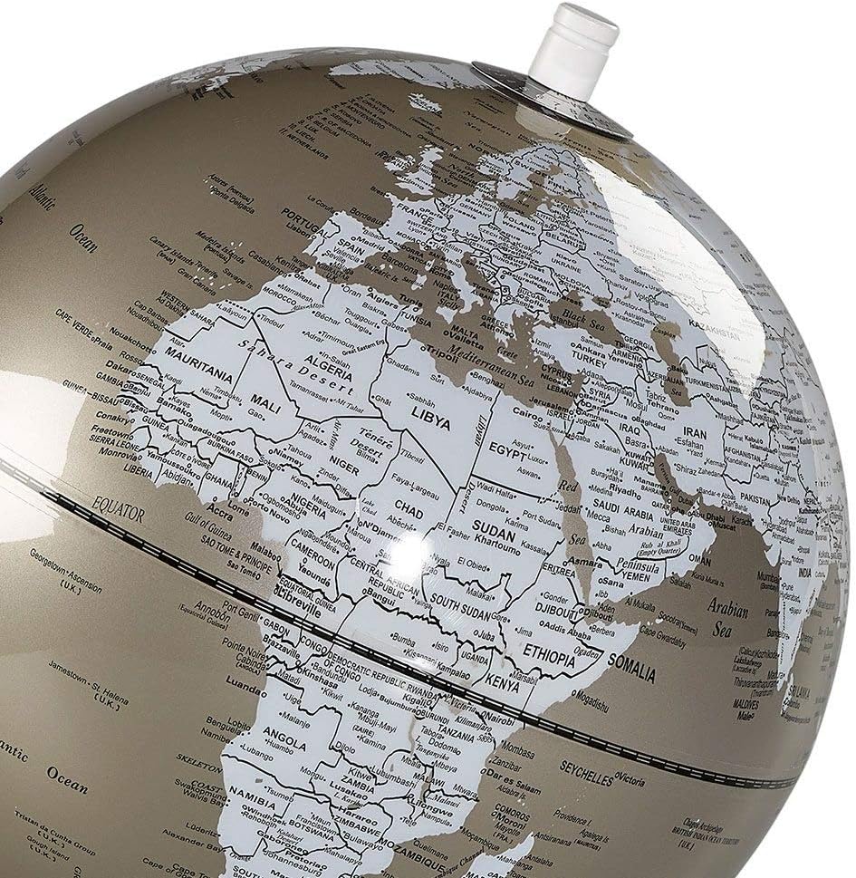 Wild Wood Geographic World 8" Desk Globe, Metallic Pewter, 8 Inches - Image 4