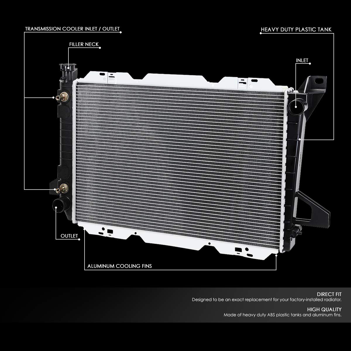 Aluminum Radiator OE Replacement for 85-96 F150//F250//F350//Bronco 4.9 AT dpi-1454