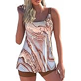 ROSEWE 2025 Tankini Swimsuits for Women, Two Piece Bathing Suits with Shorts, Modest Tank Top Swim Dress