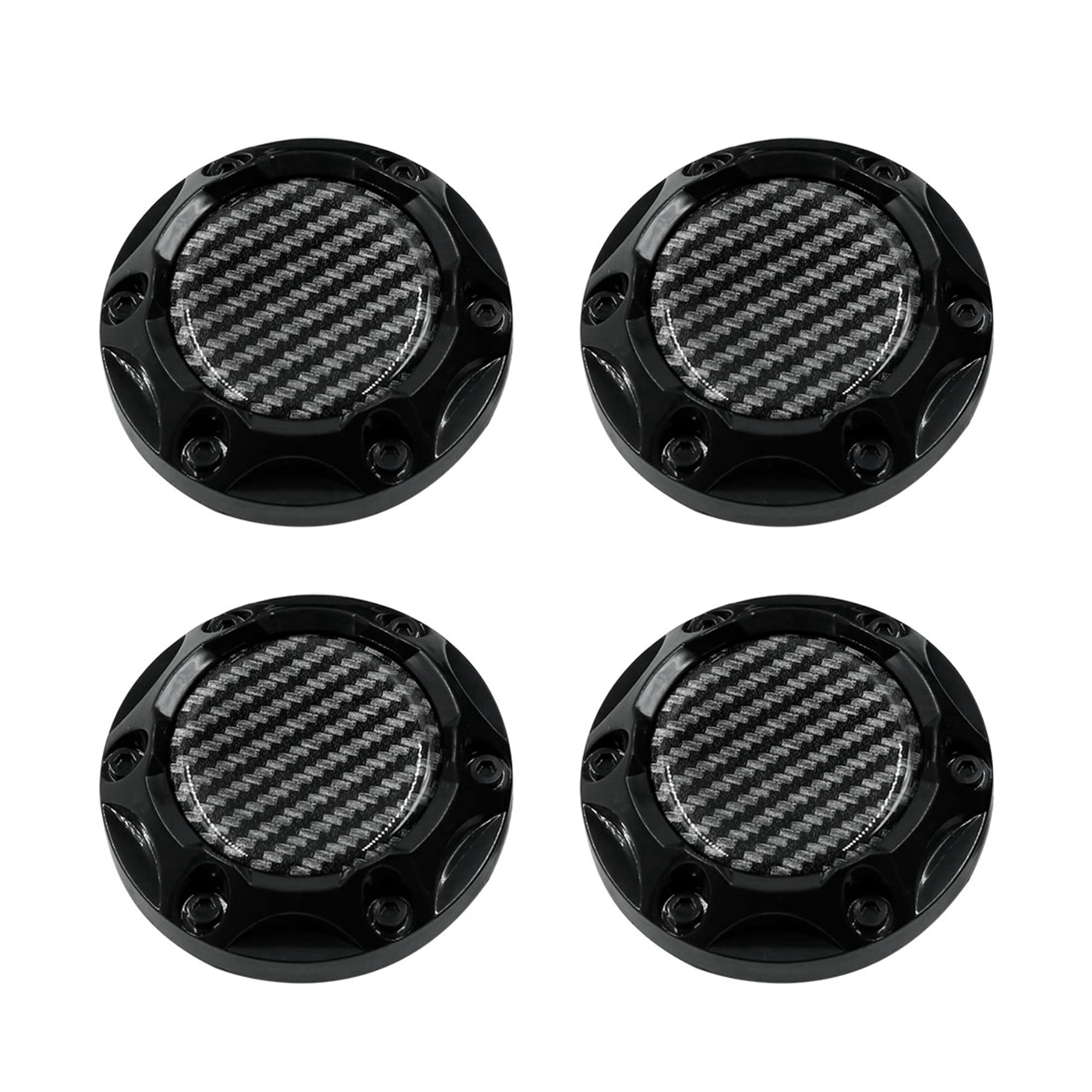 X AUTOHAUX 4pcs 68mm 6 Clips Wheel Center Hub Caps with Carbon Fiber Pattern