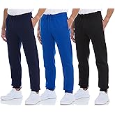 DARESAY Mens 3 Pack Dry Fit Fleece Athletic Workout Jogger Sweatpants for Men with Pockets and Drawstring Size S-3XL