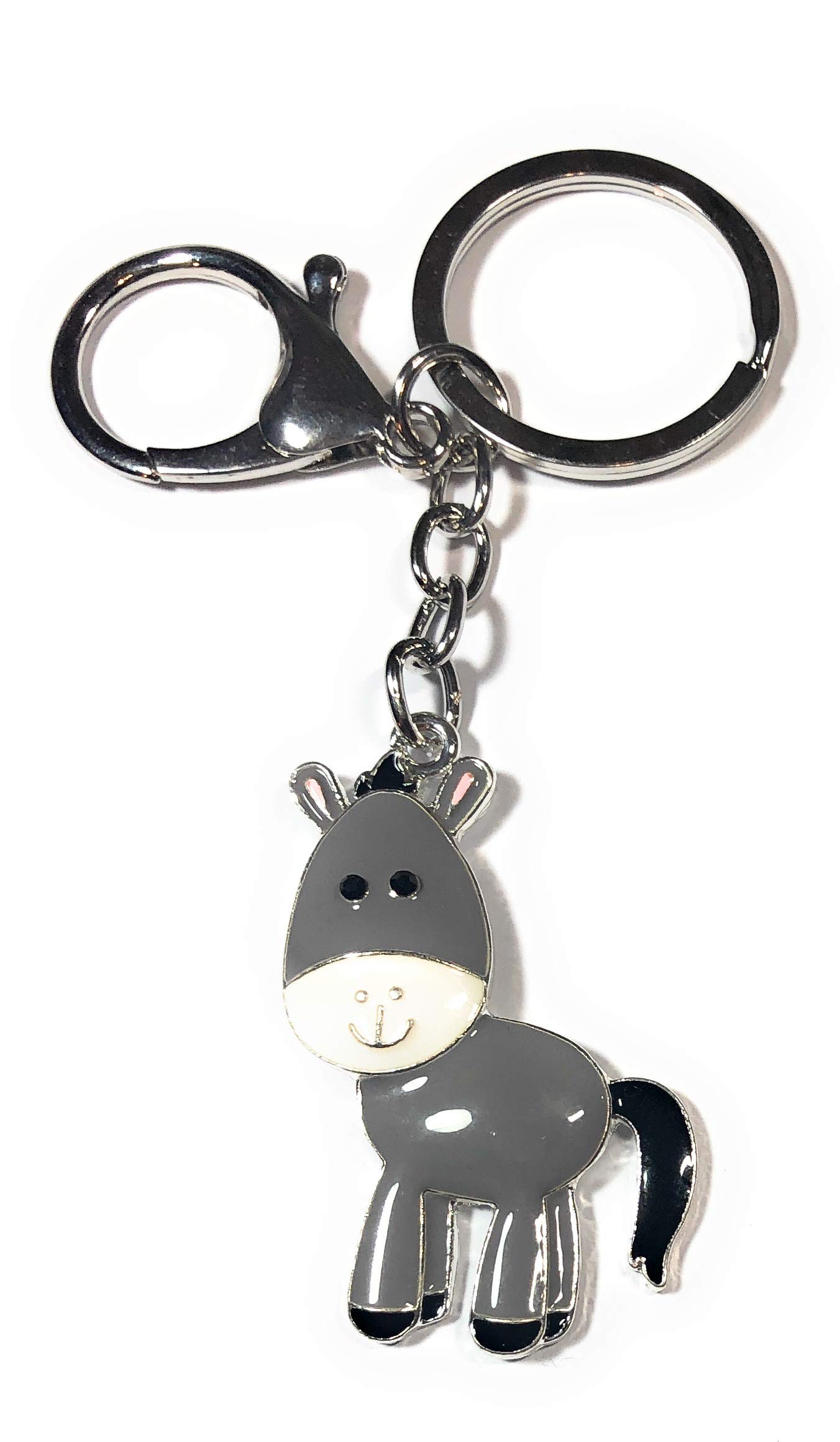 FizzyButton Gifts Donkey Keyring Key Ring with Enamel Charm and Lobster Clasp