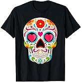 Sugar Skull With Hearts Valentine's Day Skull T-Shirt