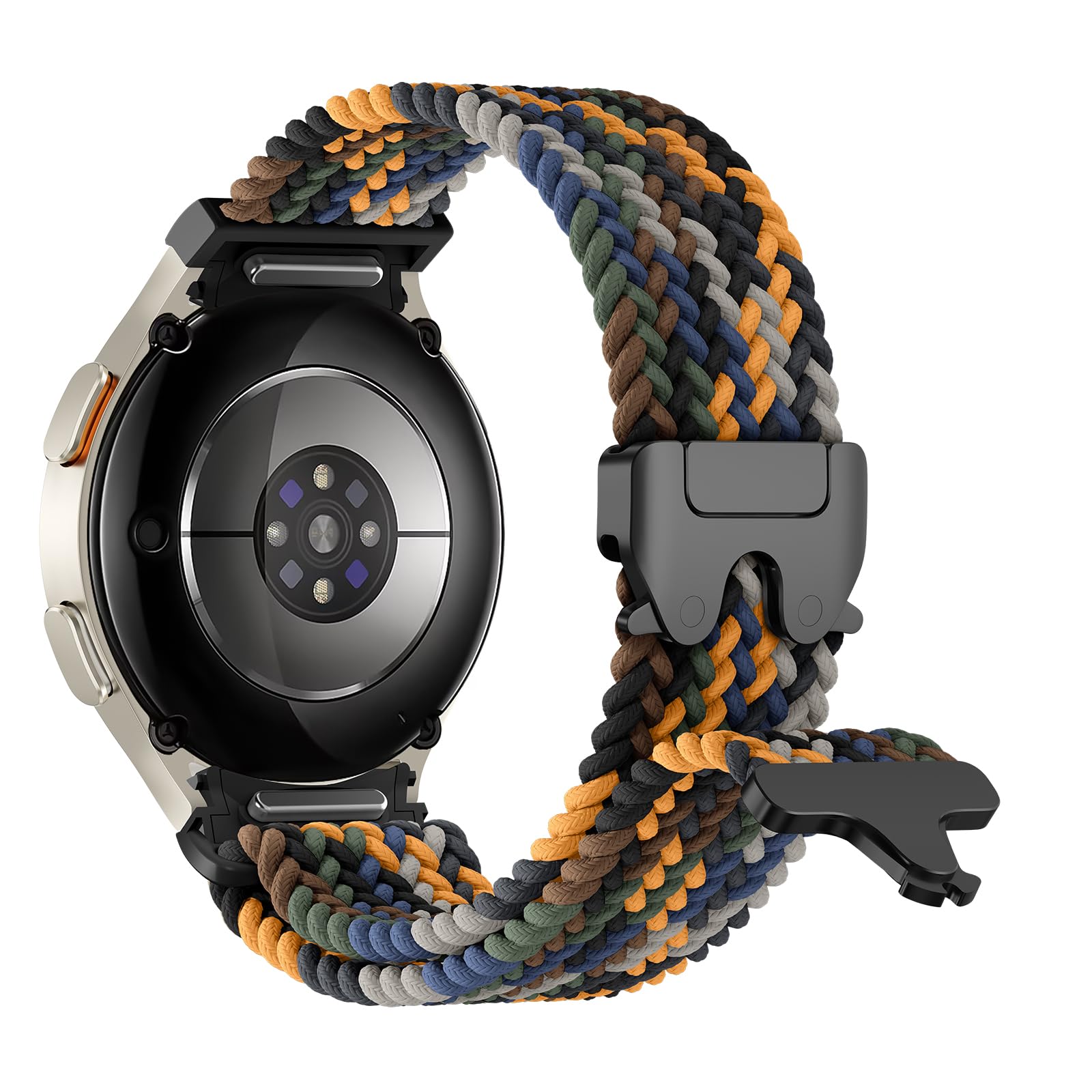 Braided Bands for Samsung Galaxy Watch 7/6/5/4/FE 40mm 44mm/Watch 6 4 Classic 46mm 42mm 47mm 43mm/5 Pro 45mm,One Click No Gap Parachute Elastic Nylon Sport Strap Wristband Galaxy Watch Band Men/Women