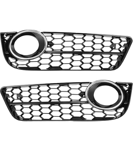 Grille De Protection Pour Feux De Brouillard Audi A5 2008-2012 - ABS Noir Argenté - Dimensions 49.2 X 14.5 Cm - Kit De 2