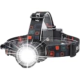BORUIT RJ-2166 Super Bright LED Headlamp with White Light,3 Modes Adjustable Headlight Flashlight,IPX4 Waterproof Head Torch Great for Running, Camping, Hiking(Black)