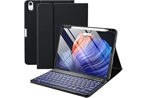 Harvopu Compatible for iPad Air 11-inch M2/ 10.9 Inch Air 5th 4th Generation Case with Keyboard - Backlit Detachable, Folio Cover with Pencil Holder for iPad Air 11 2024/ Air 5 2022/ Air 4 (Black)