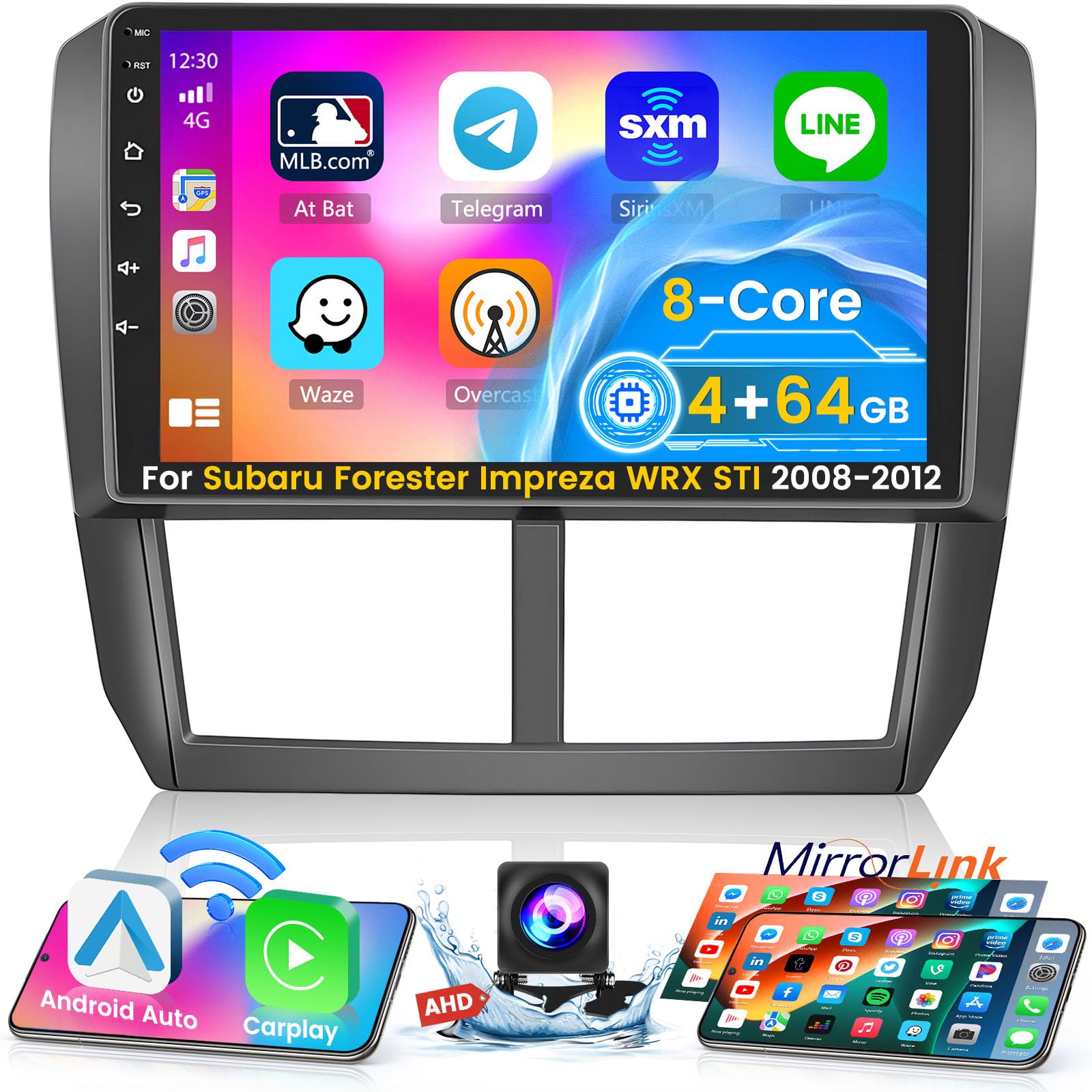 Photo 1 of [8 Core 4G+64G] Android Radio for Subaru Forester Impreza WRX STI 2008-2012, 9 Inch 1280 * 720 Touch Screen Carplay Car Stereo, Bluetooth 5.0, 32 EQ, GPS, 5G WiFi, 59UI, DSP