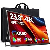 UPERFECT Portable Monitor 4K 23.8" QLED| 400 Nits 24" Large Monitor | 3840 * 2160 UHD 100% DCI-P3 | 1MS FreeSync | USB-C & HDMI | VESA & Stand | Second Screen for Computer, Mini PC, Game Consoles