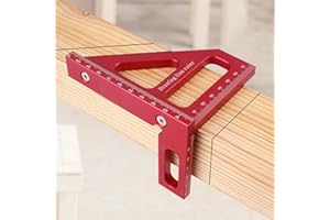 KETIPED 3D Multi-Angle Measuring Ruler, 4.41" x 3.11" Aluminum Alloy Woodworking Square Protractor, Carpenter's Tool