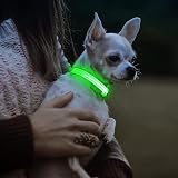Visinite LED Dog Collar USB Rechargeable Reflective Night Safety Collar Green S view 6