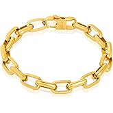 Invicta Bracelet for Men, Stainless Steel Chain Jewelry, Beveled Edge Nautical, 10mm, 9"