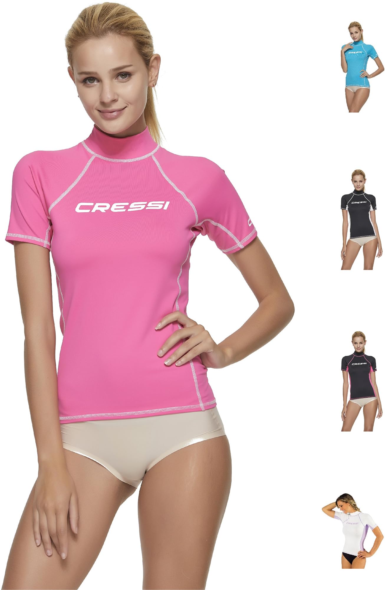 Cressi Long and Short Sleeves Rash Guard - Pink, Large/Size 4