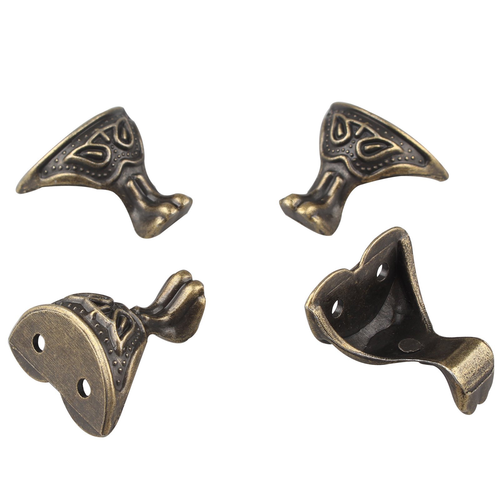 HALJIA 4 PCS Antique Bronze Box Legs Feet Corner Protector Metal Hardware Decorative Jewelry Gift Box Wood Case