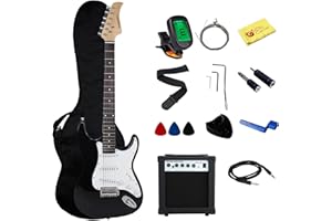 Stedman Pro Beginner Series 39-Inch Electric Guitar with 10-Watt Amp, Case, Strap, Cable, Capo, Picks, Electronic Tuner, Stringwinder and Polish Cloth - Black