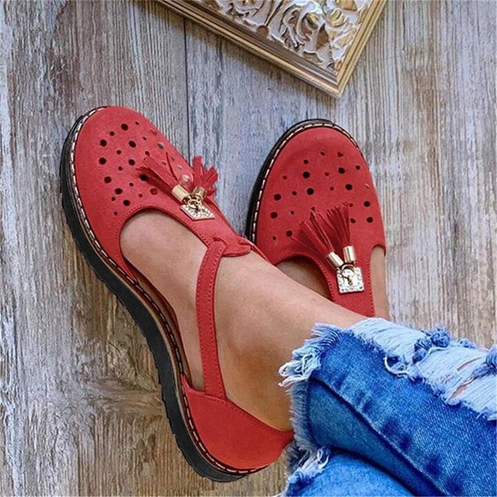 Amazon.com: ONEYMM Tassel Sandals for Women Flat Wedge Closed Toe Sandals Ladies Faux Leather 