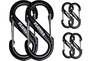 FLONSA Carabiner Clip, Small Dual Carabiner, S Carabiner Keychain Clip, Carabiner for Keys, Caribiniers, Camping Accessories, Hiking, Walking Dog, Fishing, Bottle