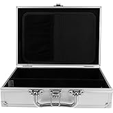 FRCOLOR Aluminum Alloy Tool Box Portable Metal Briefcase Organizer 11.41X8.07X4.13 Inch Compact Handheld Storage Case for Professional and Home Use Silver