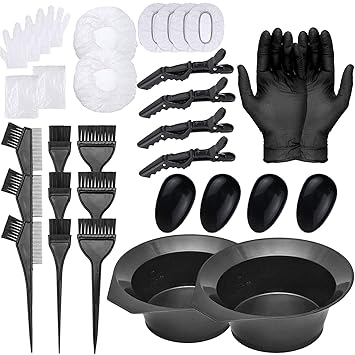 Amazon Com 30 Pcs Hair Dye Color Kit Hair Tinting Bowl Dye Brush Ear Cover Cape Disposable Gloves For Salon Hair Dye Home Use Coloring Diy Bleaching Hair Dryers 30pcs Beauty