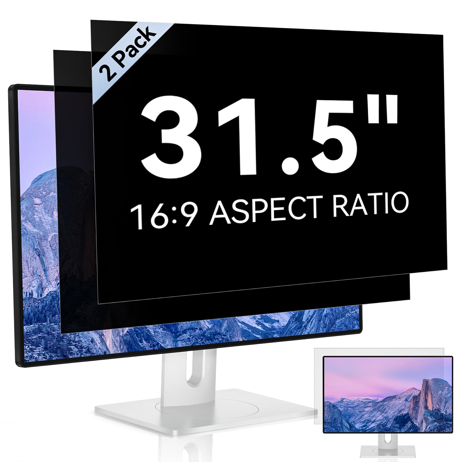 Photo 1 of [2 Pack] 31.5 Inch Computer Privacy Screen for 16:9 Aspect Ratio Widescreen Monitor, Eye Protection Anti Glare Blue Light Computer Monitor Privacy Filter, Removable Anti-Scratch 31in Protector Film