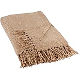 DII Chenille Throw Collection Solid Fringed, 50x60, Natural