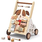 Wooden Baby Walker, Baby Push Walker, Activity Walker, for Babies 12 Months Learning to Walk, Montessori Walker Toy, Activity Center, Wooden Baby Toys